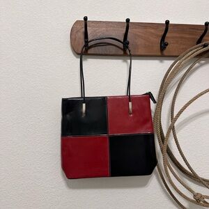 Vintage Sydney Love Red & Black Colorblock Tote Bag 🍎🖤